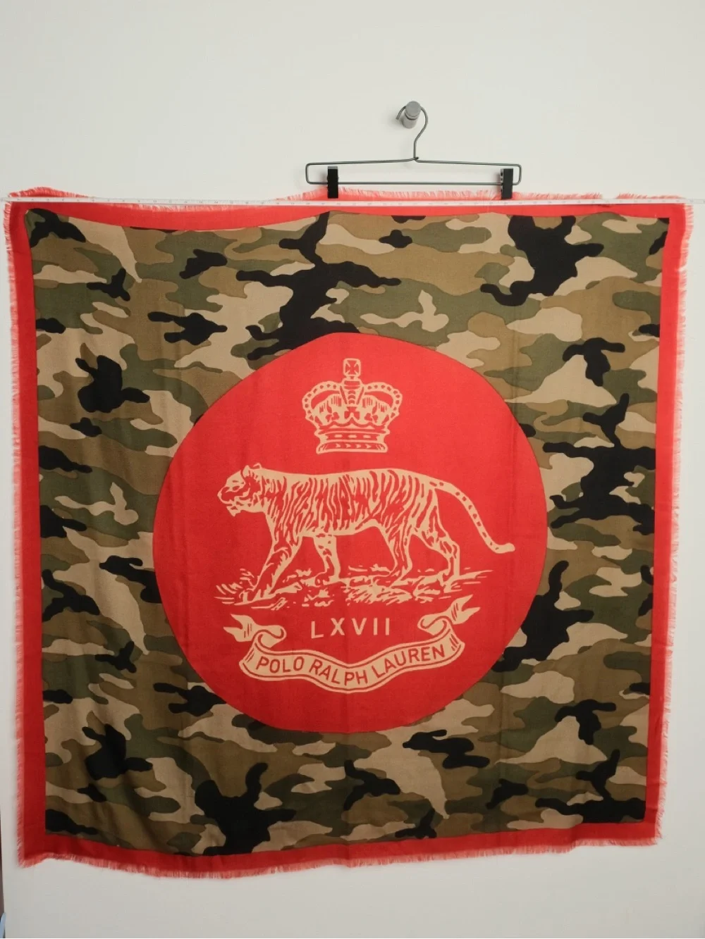 Polo Ralph Lauren Tiger Crest Camo Cashmere Blend Scarf 45 x 45 Rare